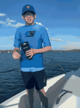 Lorenzo dancing alone on a boat, re-rendered as a looping pixel-art arcade animation